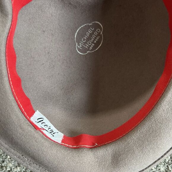 GEORGE Michael Howard WOMEN'S 100% Wool Front Face Hat Taupe Brown Vintage - Picture 7 of 9